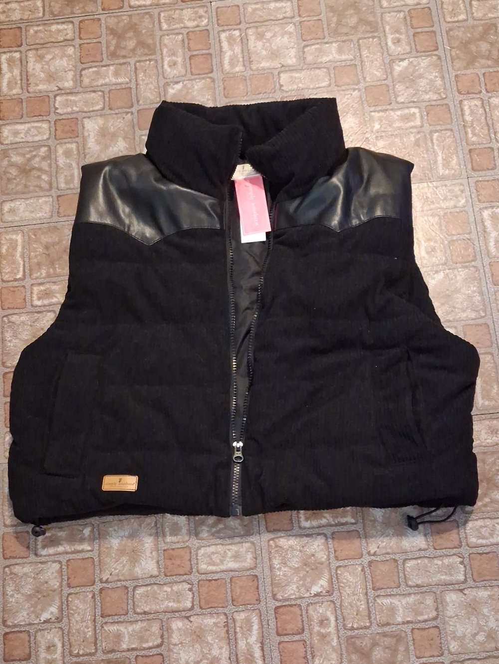 Simply Southern Black Quilted Vest Size Large
